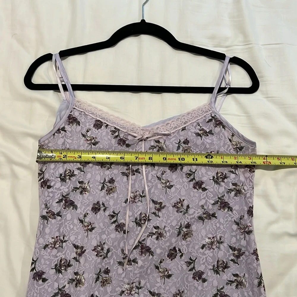 VINTAGE 90s Lavender Floral Babydoll Lace Mini Dress/ Woman/ Size 4 - Picture 7 of 10